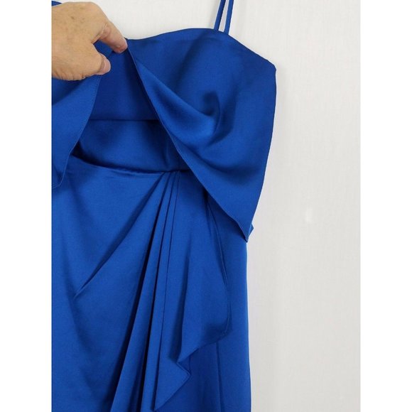 Max‎ and Cleo Spaghetti strap faux wrap around dark blue formal dress size 2 - Picture 3 of 5